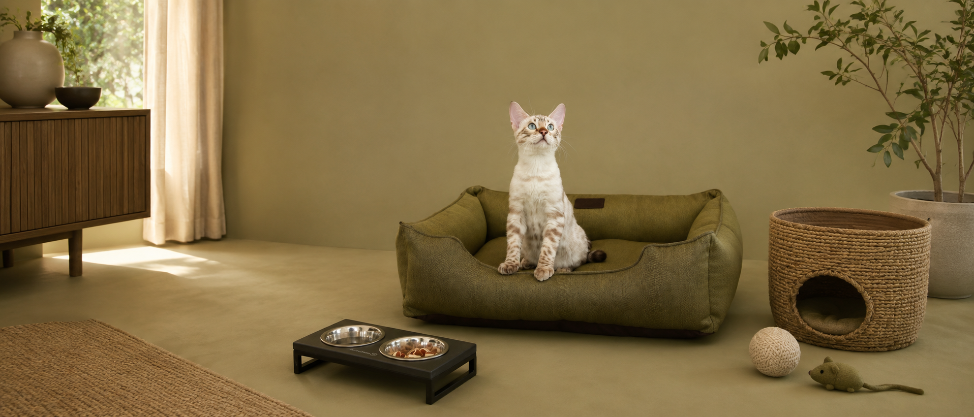 A pet resting comfortably in a warm home