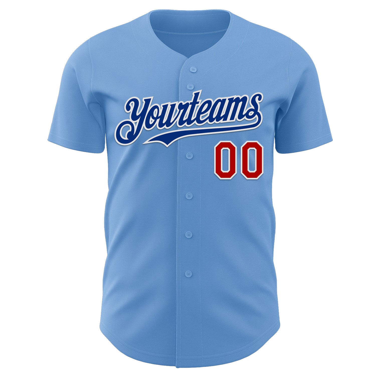 Custom Light Blue Red White-Royal Authentic Baseball Jersey - Image 2
